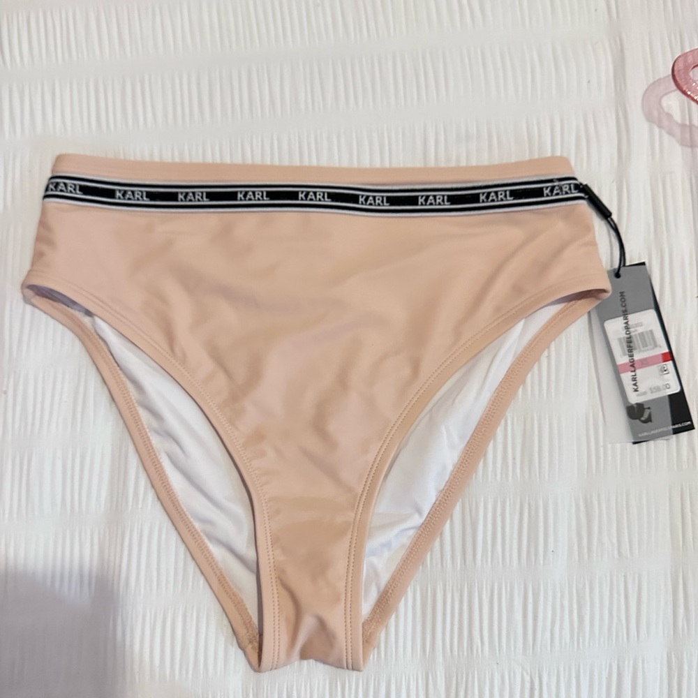 KARL LAGERFELD PARIS Cheeky High-Waist Bikini Bottom blush Size XS MSRP $58